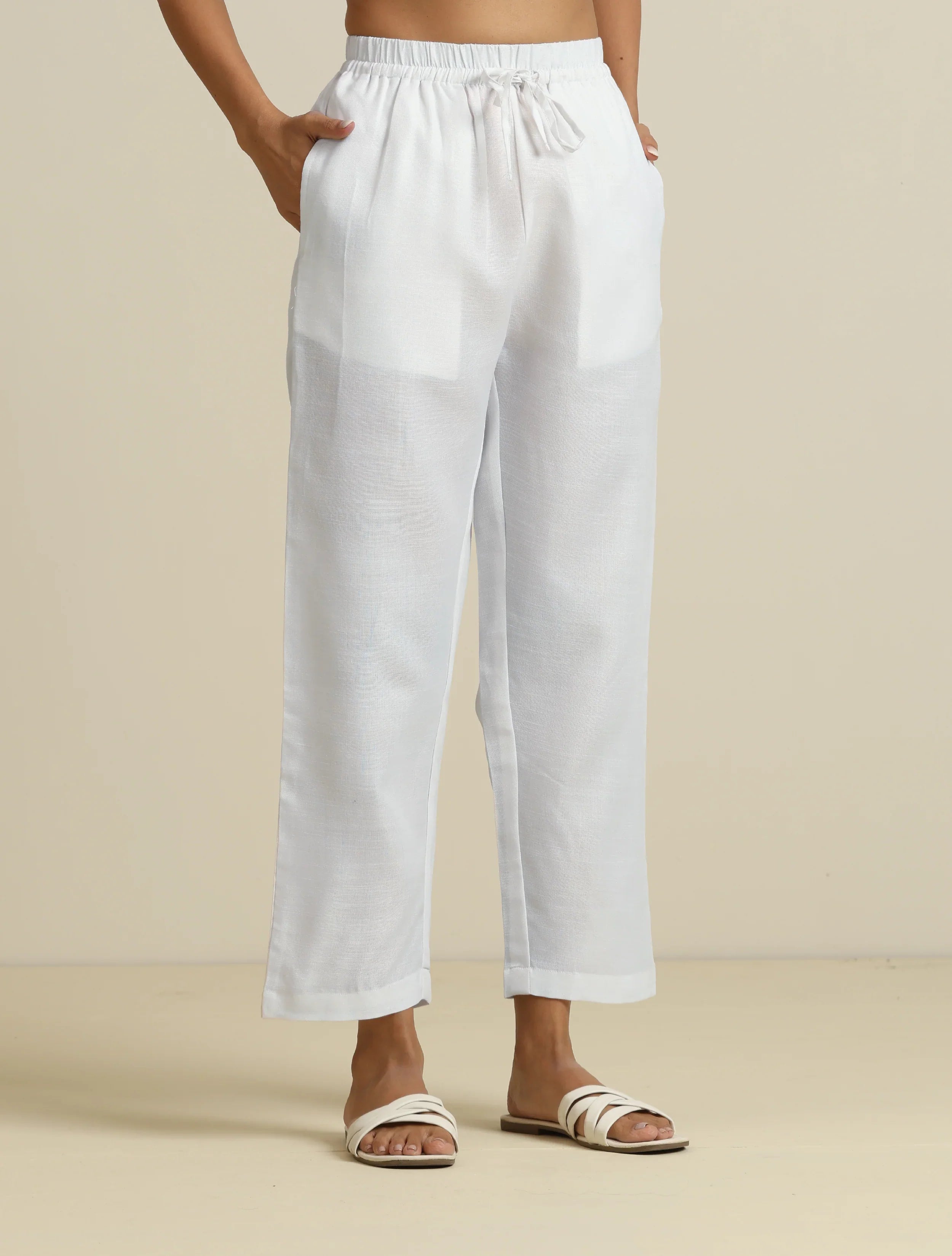 trueBrowns White Cotton Blend Co-ord Set | Grocsy