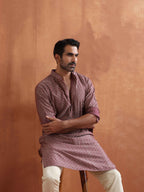 trueBrowns Men's Purple Cotton Dobby Kurta | Grocsy
