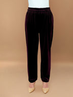 trueBrowns Maroon Velvet Embroidered Kurta Set | Grocsy