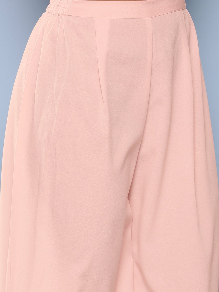 Ahalyaa Women Pink Printed Gotta Patti Kurta with Palazzos | Grocsy