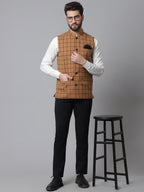 Even Apparels Men's Beige Nehru Jacket With Welt Pockets | Grocsy