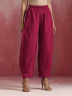 trueBrowns Magenta Cotton Kurta Co-ord set | Grocsy