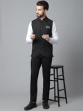 Even Apparels Men's Black Pure Wool Nehru Jacket | Grocsy