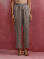 trueBrowns Grey High low Kurta Set | Grocsy