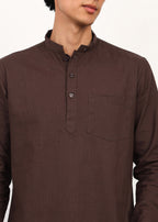 Fabmade Cocoa Drift Linen Short Kurta | Grocsy