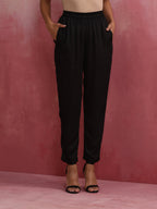 trueBrowns Black Modal Round Neck Kurta Co-ord Set | Grocsy