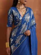 trueBrowns Blue Metallic Ready To Wear Saree | Grocsy
