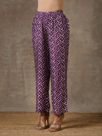 trueBrowns Purple White Lehariya Printed Silk Co-Ord Set | Grocsy