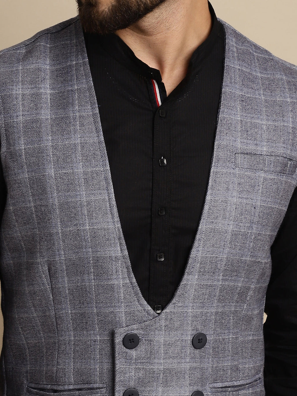 Even Apparels Men's Grey Double Breast Waistcoat | Grocsy
