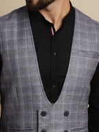 Even Apparels Men's Grey Double Breast Waistcoat | Grocsy