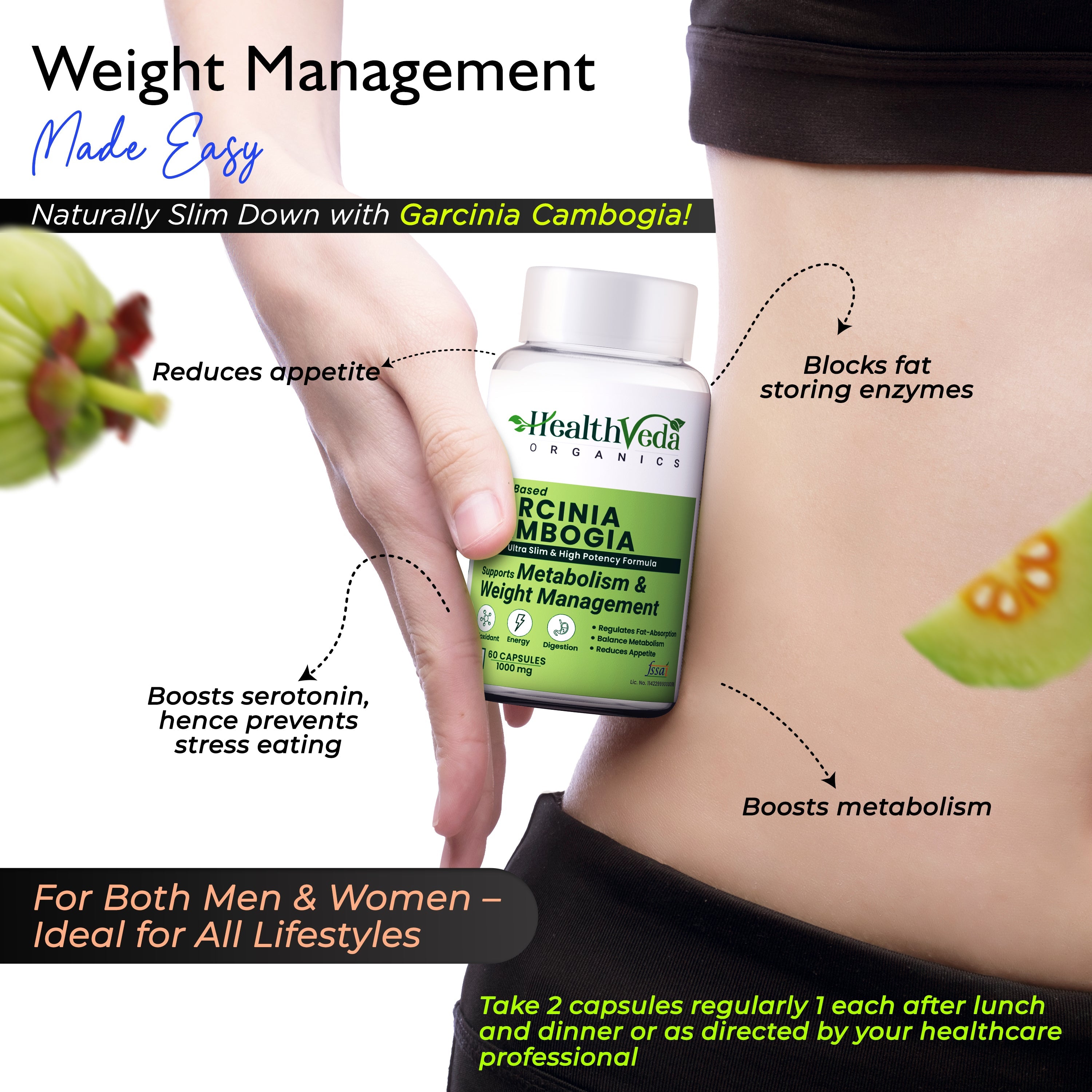 Health Veda Organics Plant Based Garcinia Capsules | Grocsy