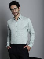 Jainish Men's Geomatric Printed Formal Shirts - Pista | Grocsy