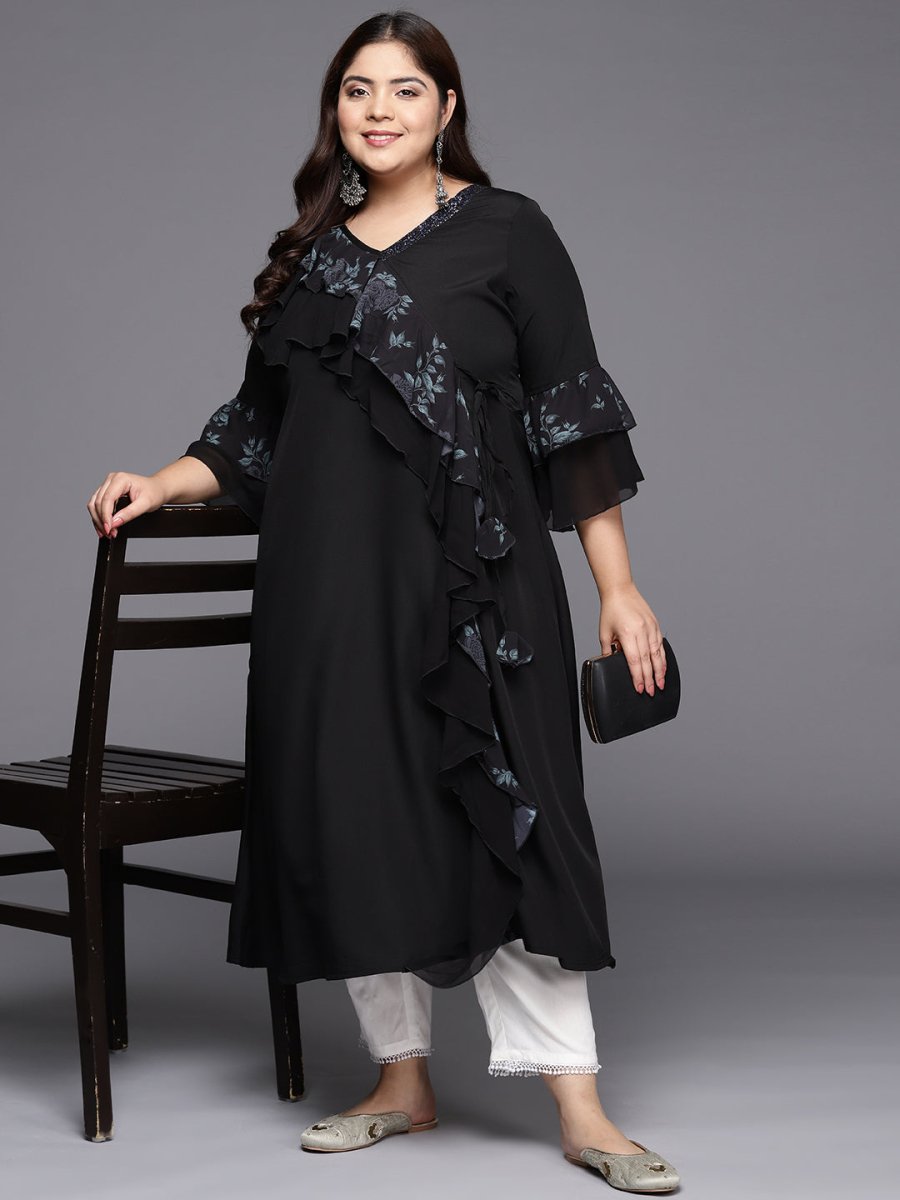 Ahalyaa Floral Bell Sleeves Kurta | Grocsy