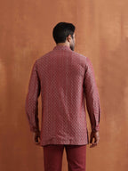 trueBrowns Men's Rust Cotton Dobby Short Kurta | Grocsy