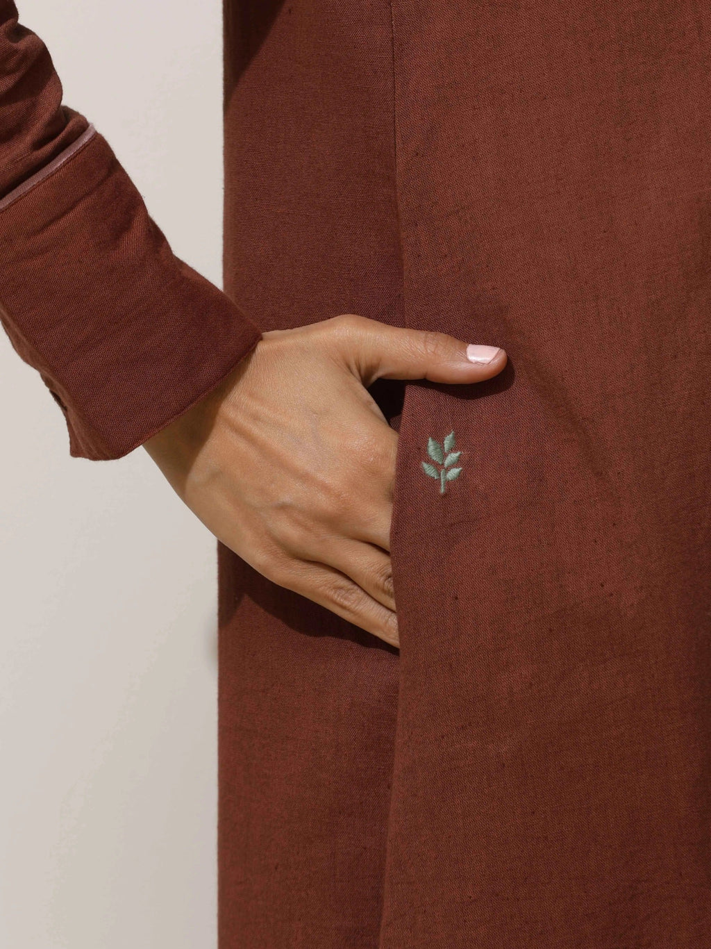 trueBrowns Brown Cotton Linen Kurta Pant Set | Grocsy