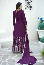 Yash Enterprise Embroidered Chinon With Sequin Maroon Readymade Salwar Suit | Grocsy