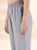 trueBrowns Blue Cotton Ikat Flared Kurta Pant Set | Grocsy
