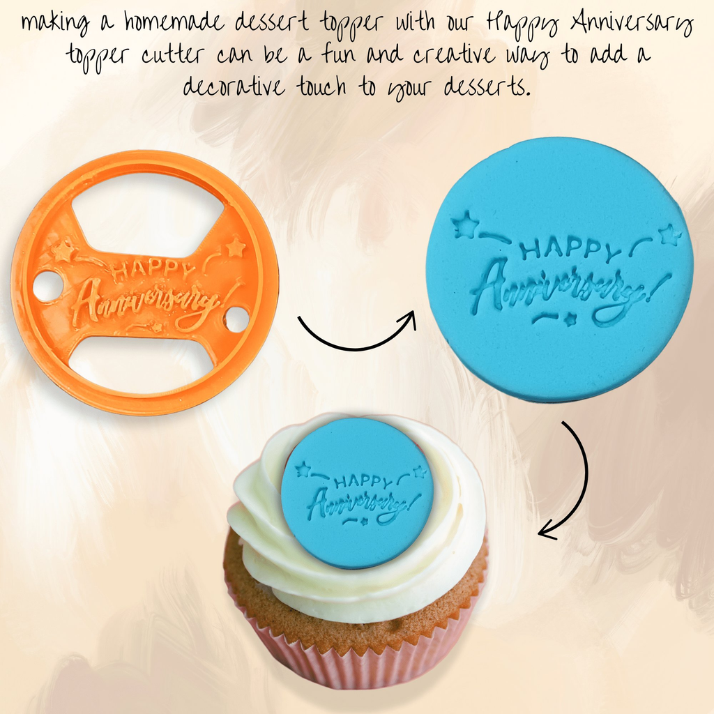 Confect Toppers Cutters | Congratulations Topper Cutter | Cake & Cupcake Decorating Supplies (Happy Anniversary) | Grocsy