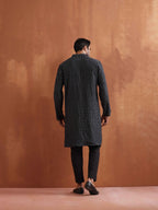 trueBrowns Men's Black Cotton Dobby Kurta | Grocsy