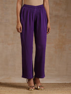 trueBrowns Violet Modal Satin Kaftan Kurta Set | Grocsy