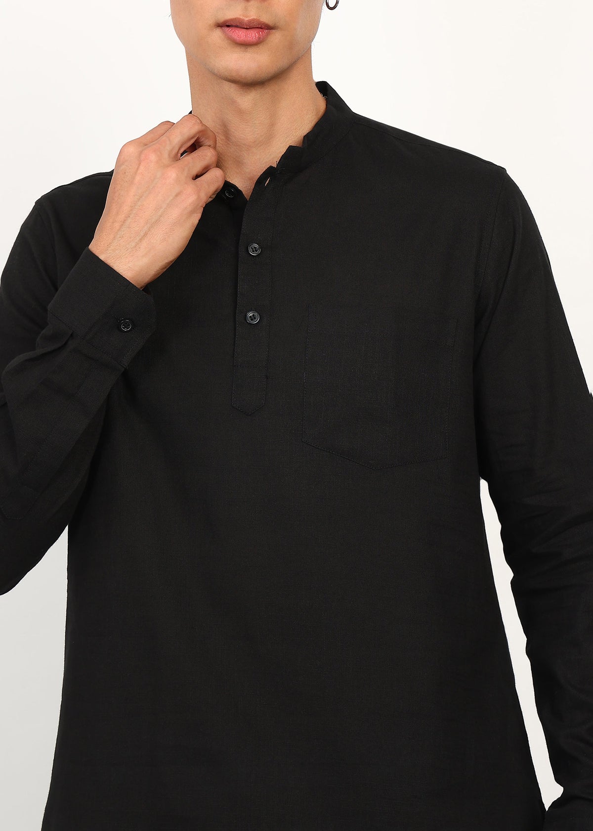 Fabmade Noir Linen Kurta Set | Grocsy