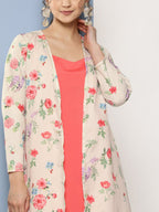 Ahalyaa Women Pink Floral Gotta Patti Kurta with Trousers | Grocsy