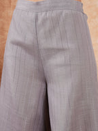 InWeave Light Grey Lurex Halter Neck W/S Kurta Palazzo Set | Grocsy