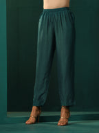 trueBrowns Blue Teal Silk Kurta Jacket Set | Grocsy