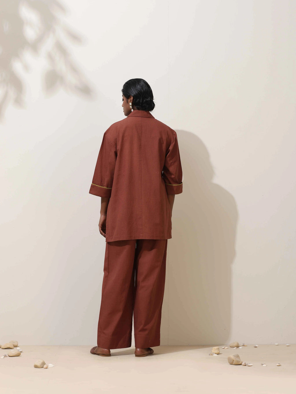 trueBrowns Brown Cotton Linen Co-Ord Set | Grocsy