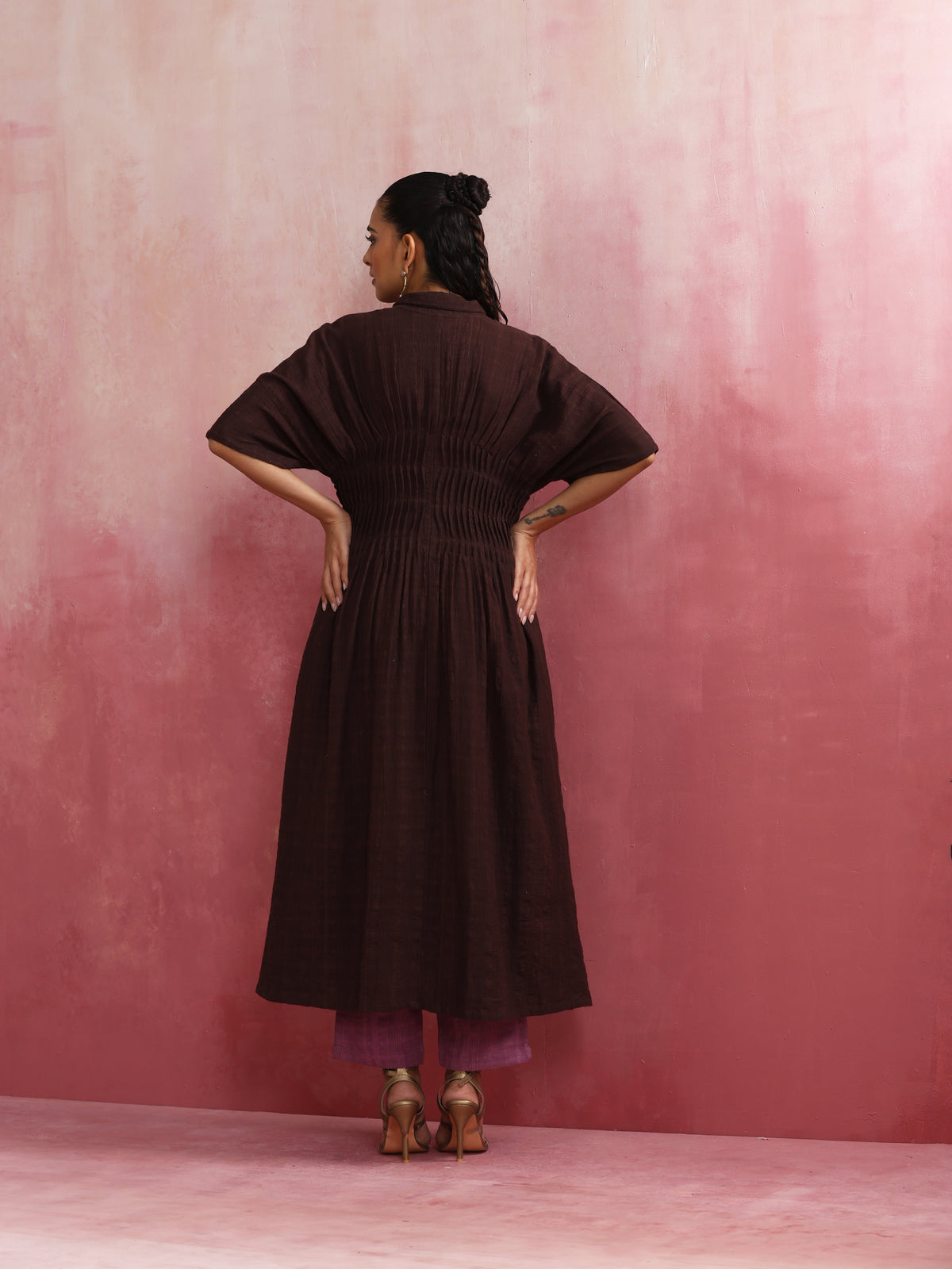 trueBrowns Cola Cotton Dobby Pleated Kurta Set | Grocsy