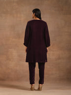 trueBrowns Wine Velvet Solid Co-ord Set | Grocsy