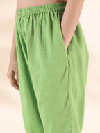 trueBrowns Green Cotton Dobby Shirt Co-ord Set | Grocsy