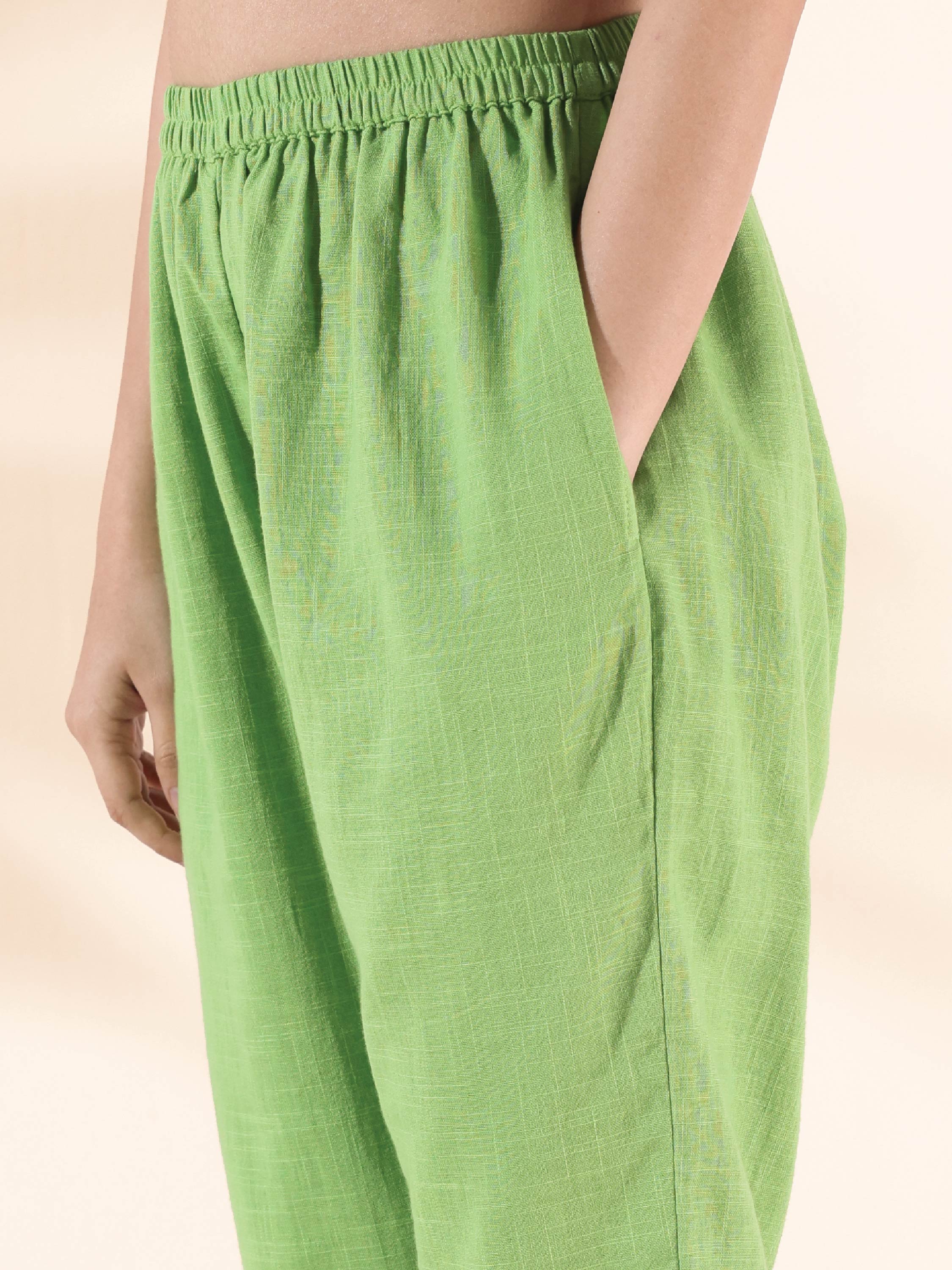 trueBrowns Green Cotton Dobby Shirt Co-ord Set | Grocsy