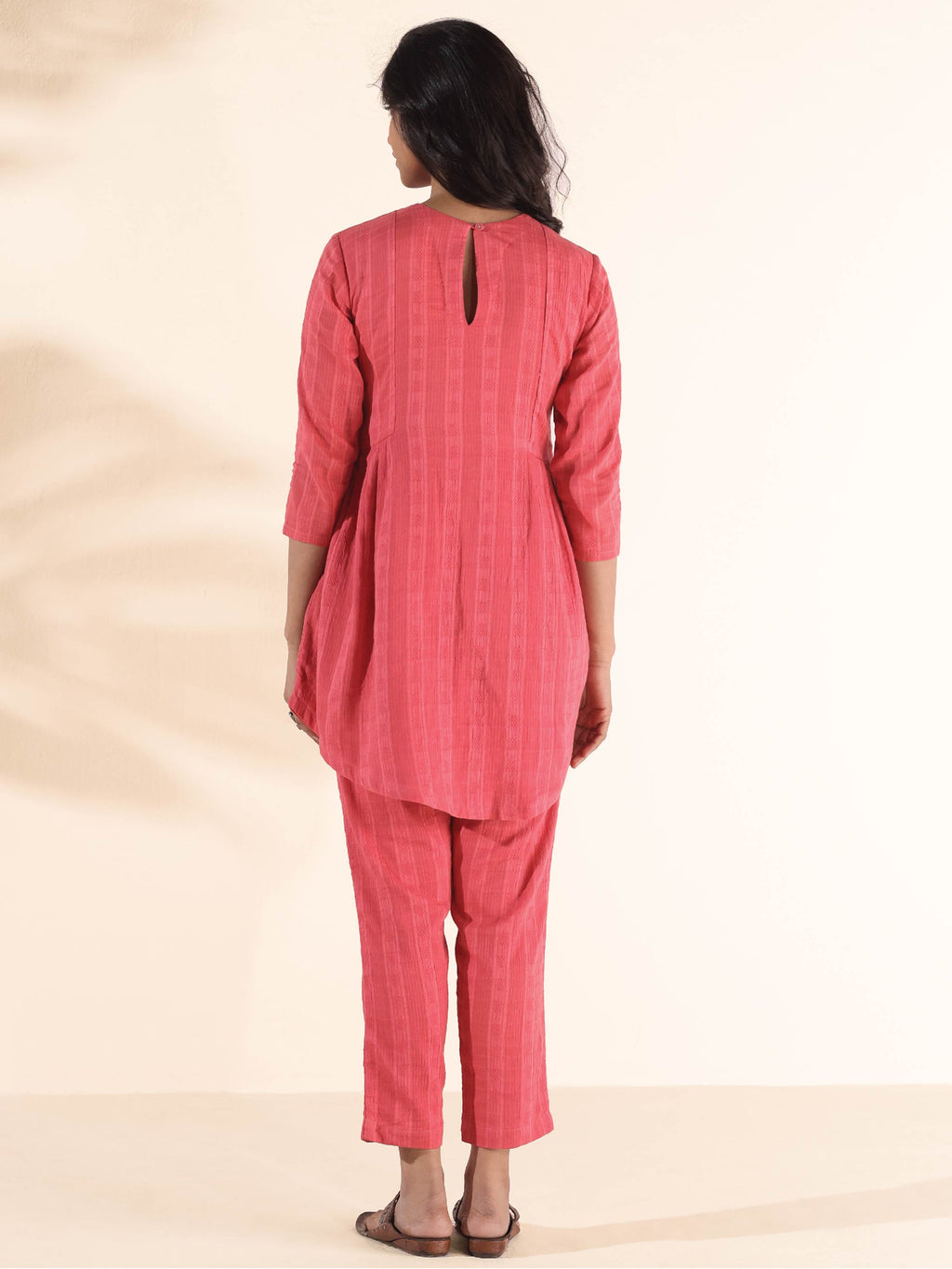 trueBrowns Pink Cotton Dobby Co-ord Set | Grocsy
