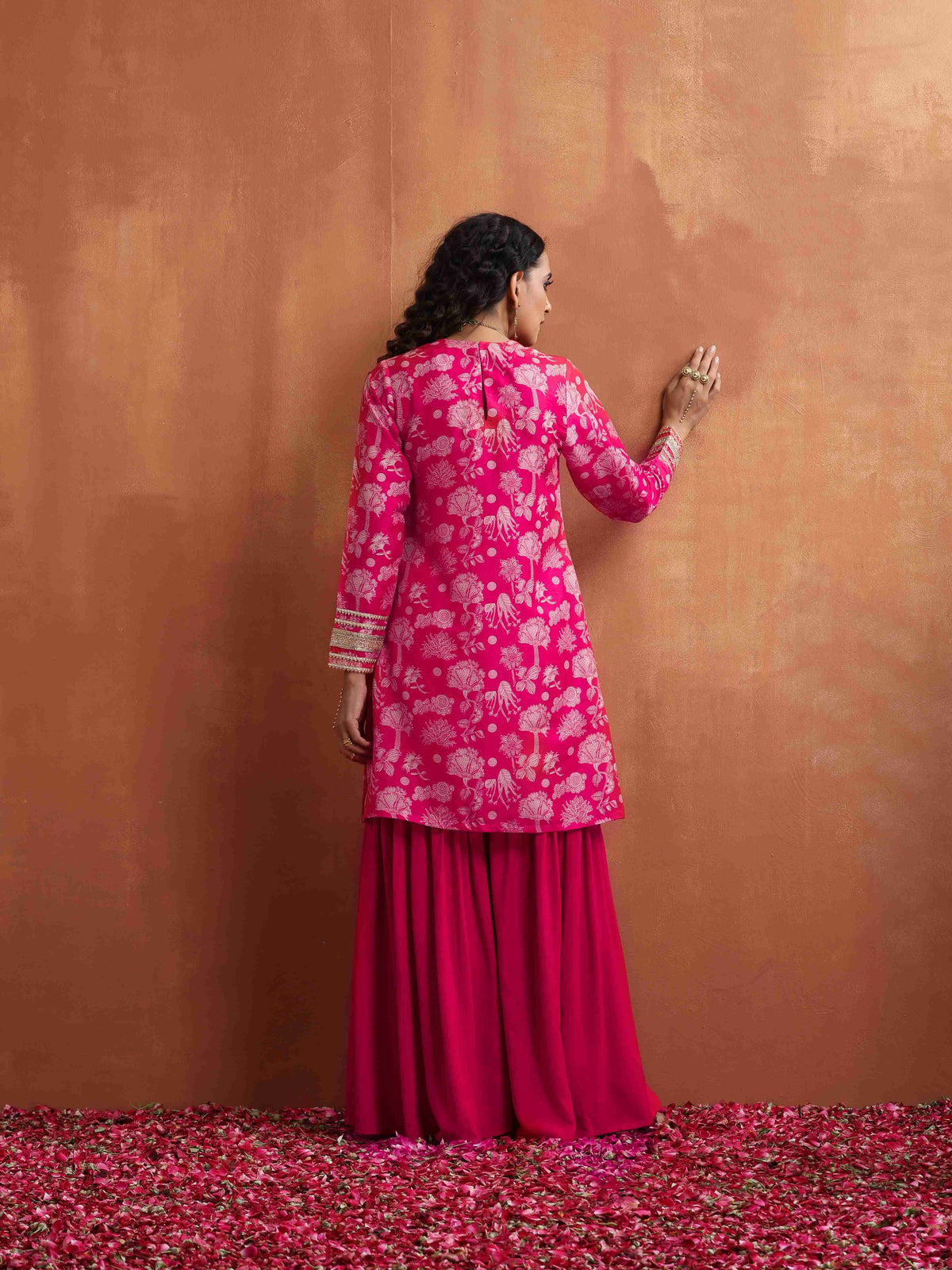 trueBrowns Red Print Sharara Set | Grocsy