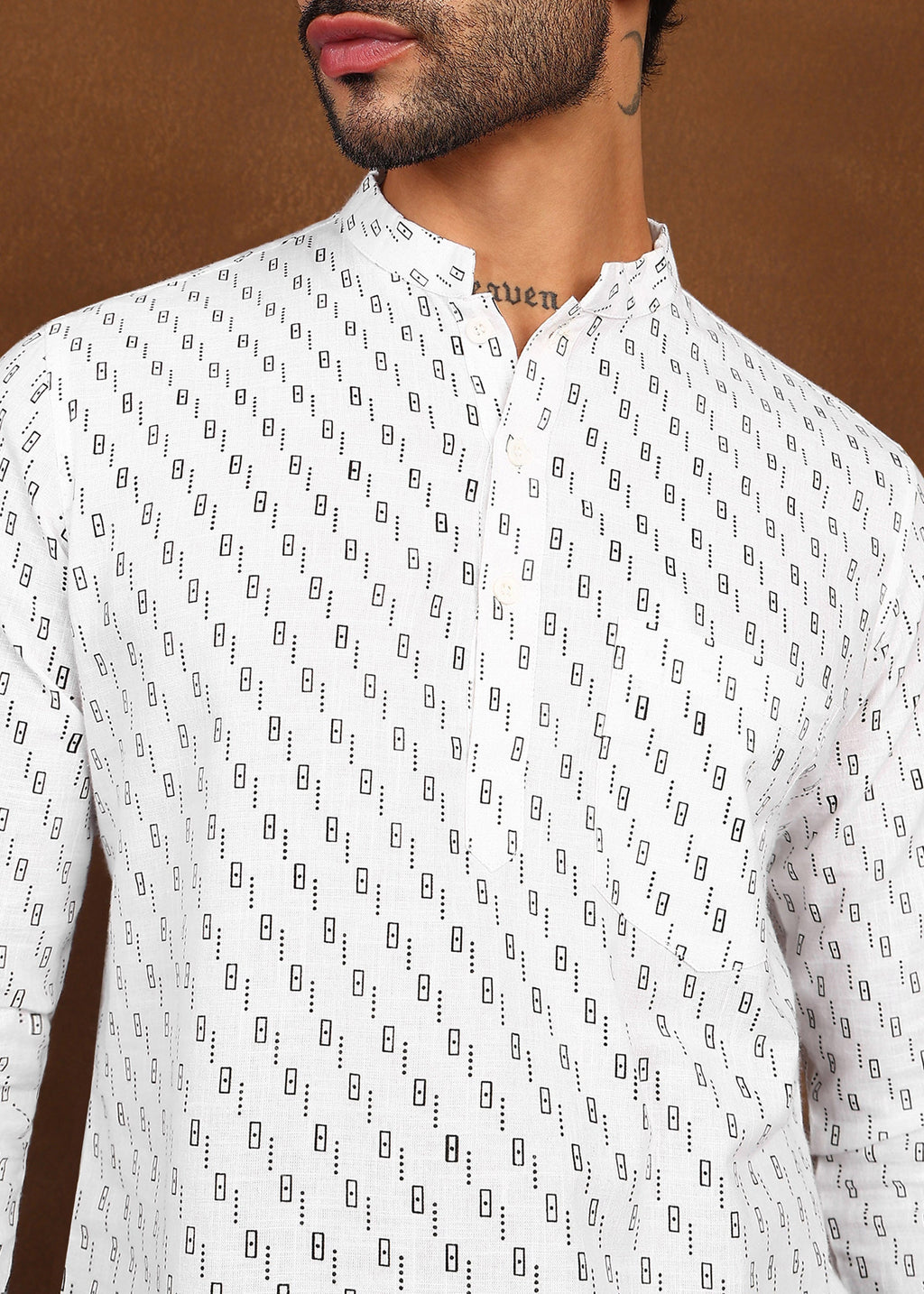 Fabmade Ivory Glyph Kurta Shirt | Grocsy