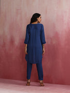 trueBrowns Blue Modal High Low Kurta Co-ord Set | Grocsy