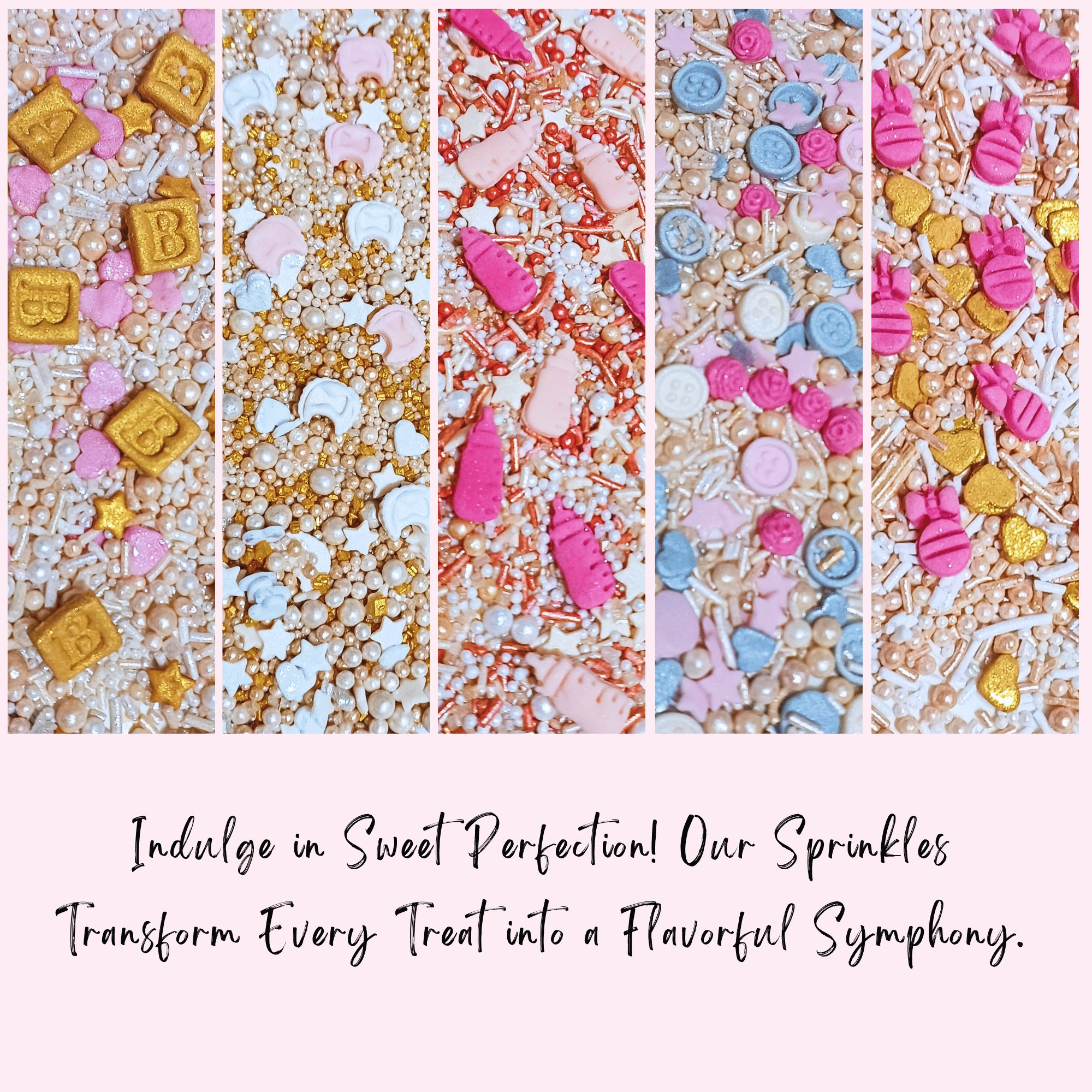 Confect Girls Baby Shower Sprinkles | Mix Heart, Teddy, Baby Feed Bottle & Baby Feet Sprinkles | Grocsy