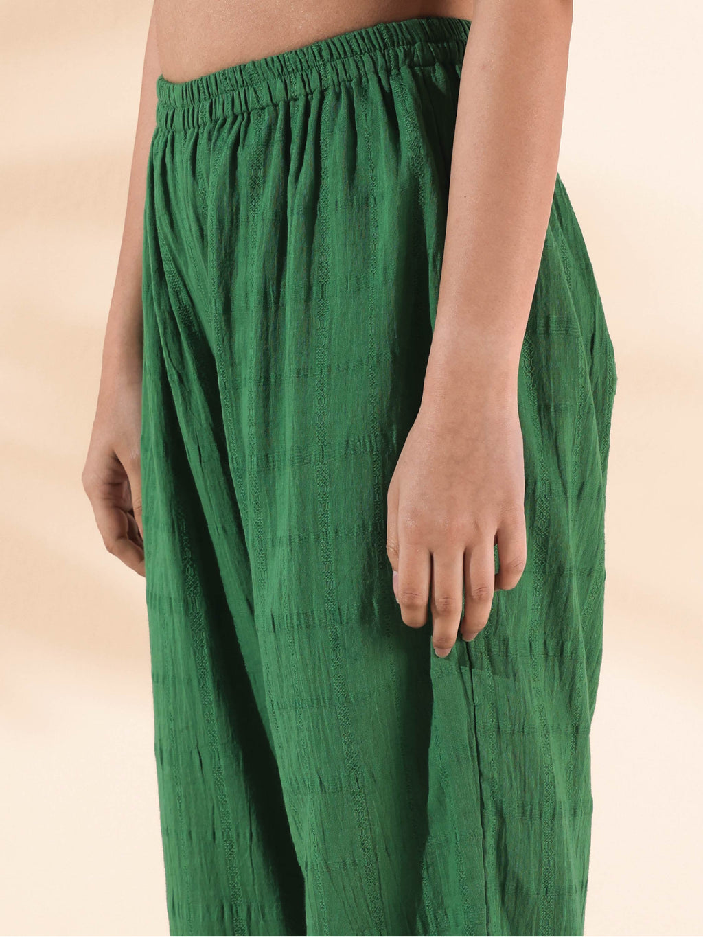 trueBrowns Green Cotton Dobby Relaxed Co-ord Set | Grocsy