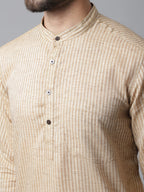 Indian Clothing Even Apparels Beige Solid Kurta With Band Collar | Grocsy