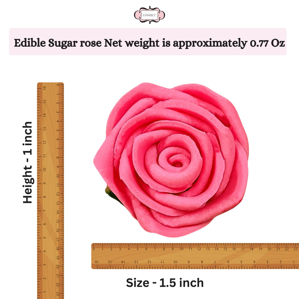 Confect French Rose Pink | Edible Sugar Roses Topper | Grocsy