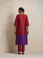 trueBrowns Red Silk Kurta Set | Grocsy