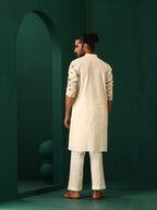 trueBrowns Men's Ivory Rhombus Cotton Kurta | Grocsy