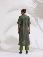 trueBrowns Grey Cotton Print Highlow Kurta Set | Grocsy