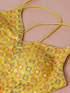 House of Panchhi Yellow Organza Leheriya Printed Lehenga Choli & Dupatta | Grocsy