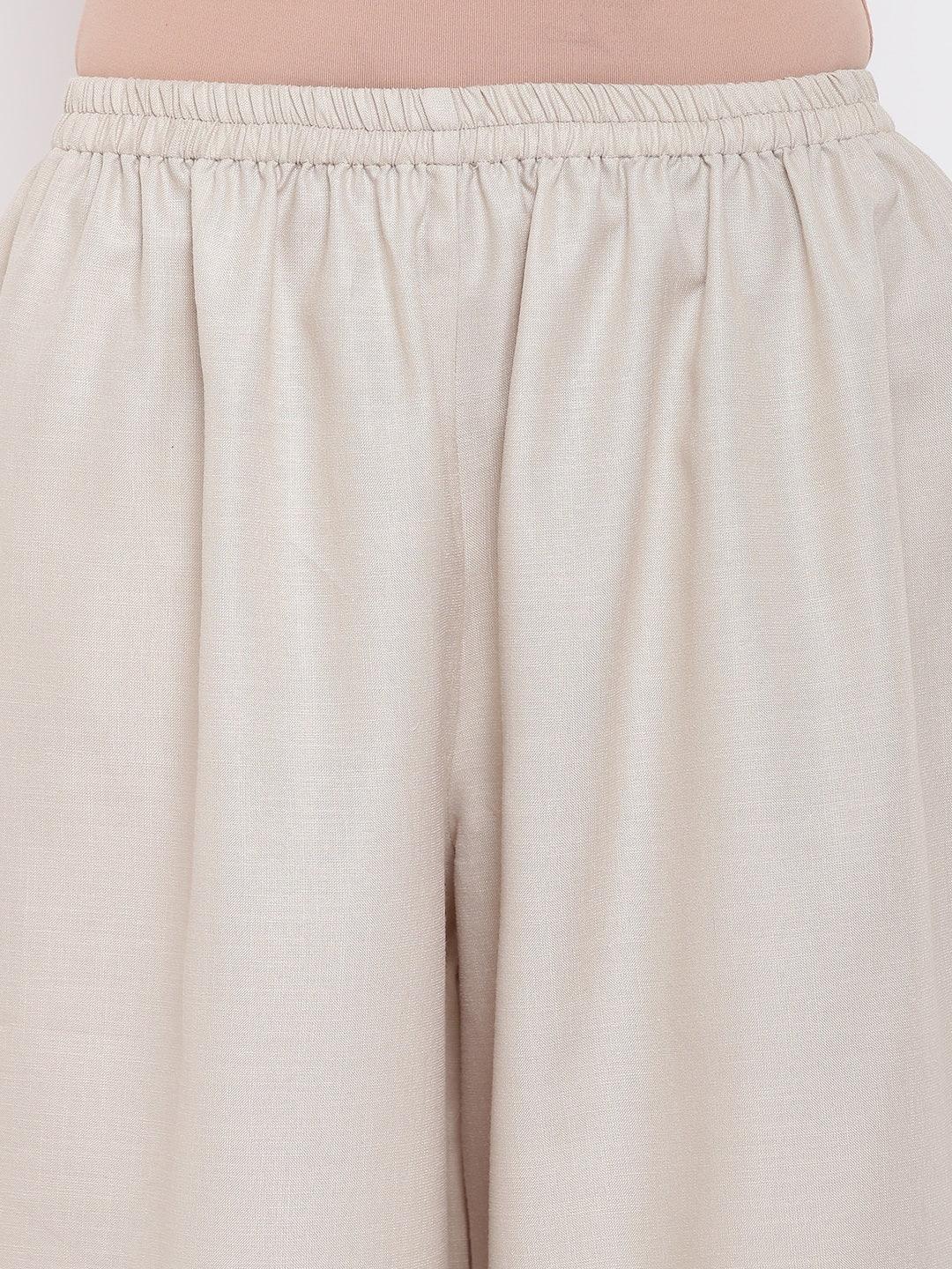 trueBrowns Linen Cotton Rose Kurta Pant Set | Grocsy