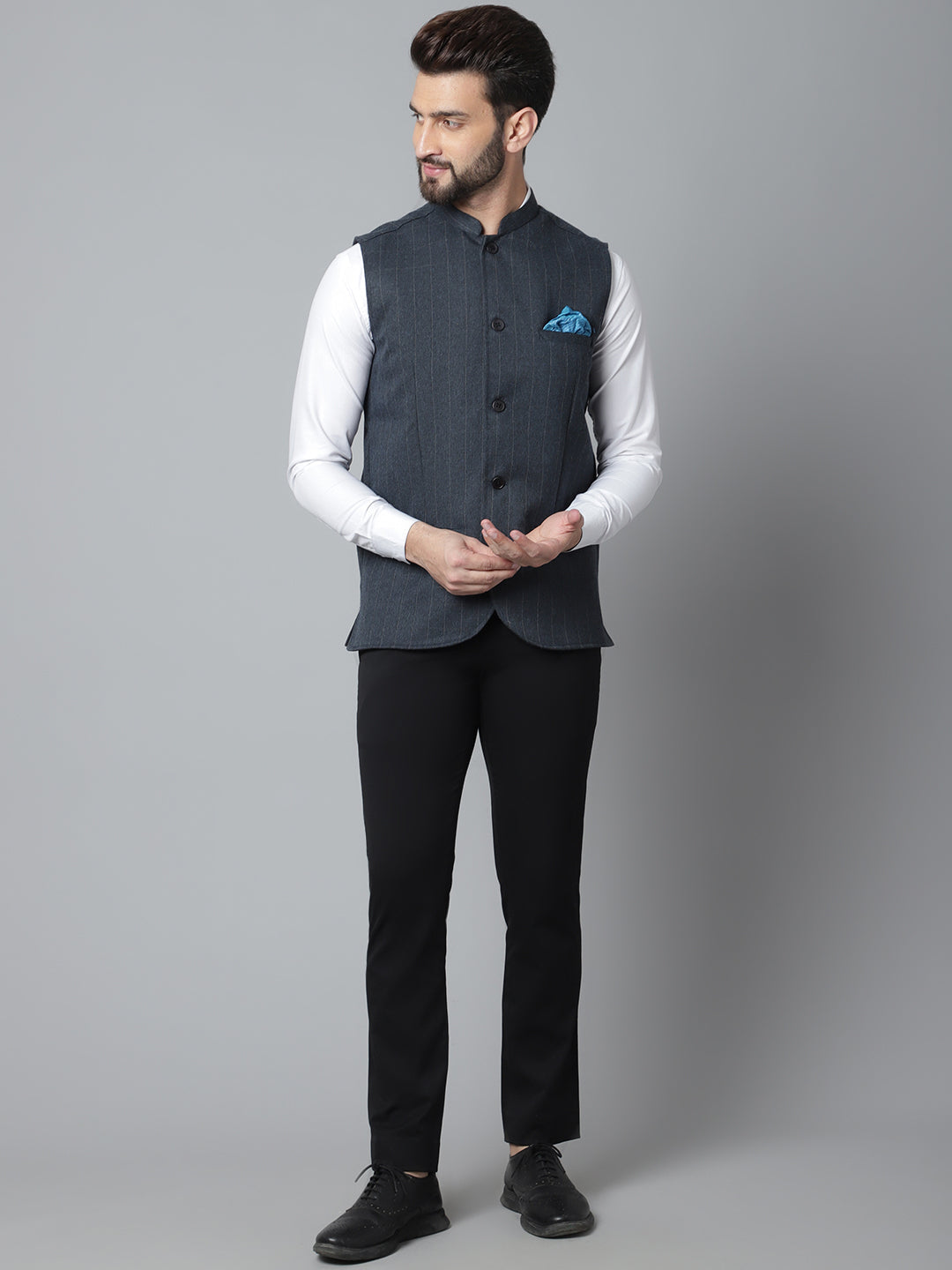 Even Apparels Men's Beige Nehru Jacket With Welt Pockets | Grocsy
