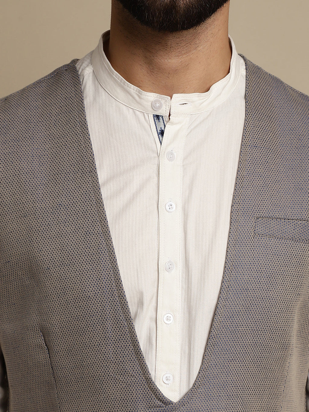 Even Apparels Men's Grey Double Breast Waistcoat | Grocsy