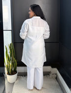 trueBrowns White Slub Kurta | Grocsy