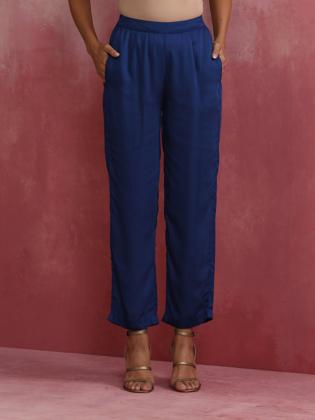 trueBrowns Blue Modal Flared Kurta Co-ord Set | Grocsy